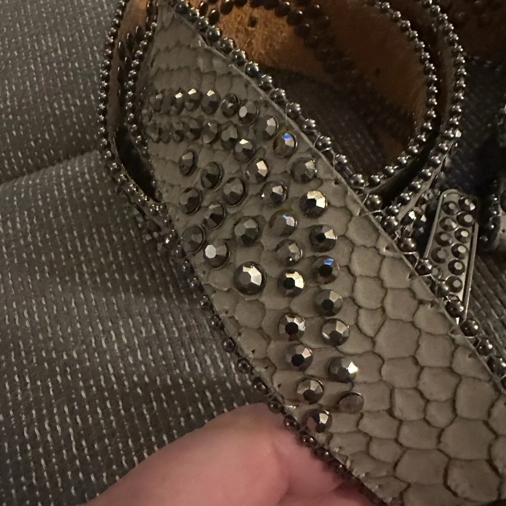 Rhinestones western belt gray size‎ medium